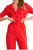 Ankle Length Pockets Jumpsuit - Red