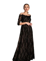 Chantilly Lace Gown For Women - Black