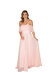Chiffon Off-the- Shoulder Flare Dress - Pastel Pink