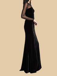 Formal Illusion Neck Velvet Gown