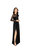 Formal Illusion Neck Velvet Gown - Black