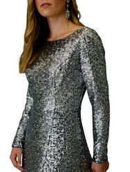 Front Slit Sequins Gown For Women