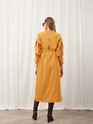 Full Sleeves Zippered-Cuff Midi Dress For Women