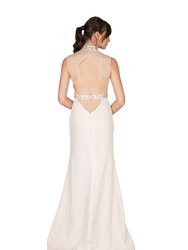 High Neck Floor Length Formal Dress