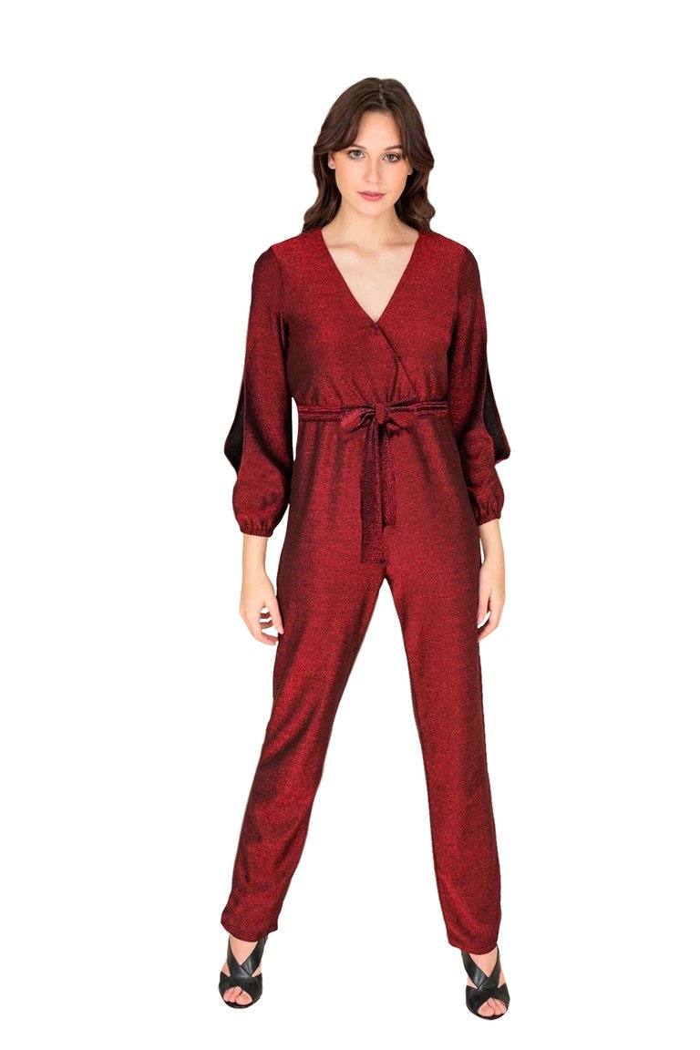 Shimmer Jumpsuit - Red