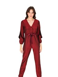 Shimmer Jumpsuit - Red