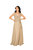 Sleeveless Chiffon Gown - Beige-Brown 