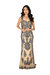 Sweep Sequined Gown - Brown/Silver