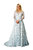 Train Ostrich Feathers Gown - Blue/White