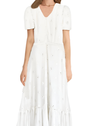 Women Pockets Midi Dress - Bright Ivory