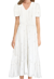 Women Pockets Midi Dress - Bright Ivory