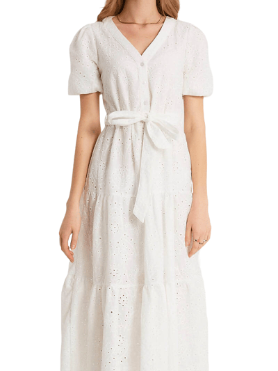 Farah Naz New York Women's Eyelet Ruffle Midi Dress product