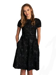 Women's Formal A-Line Pockets Dress - Black