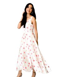 Women's Formal Floral Dress - White
