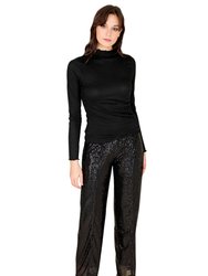 Women's High-rise Sequins Trouser - Black