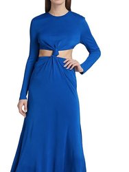 Blue Knot Cut Out Maxi Dress - Blue