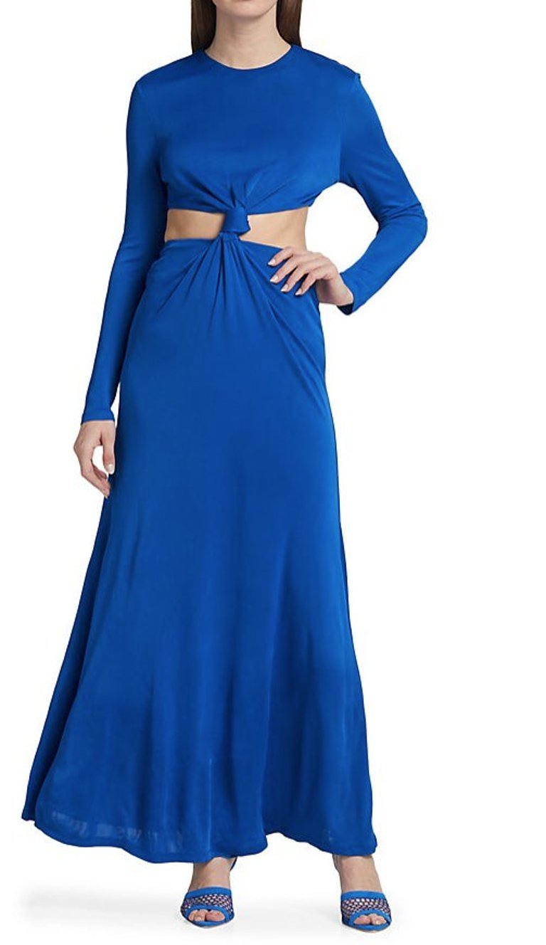 Blue Knot Cut Out Maxi Dress - Blue