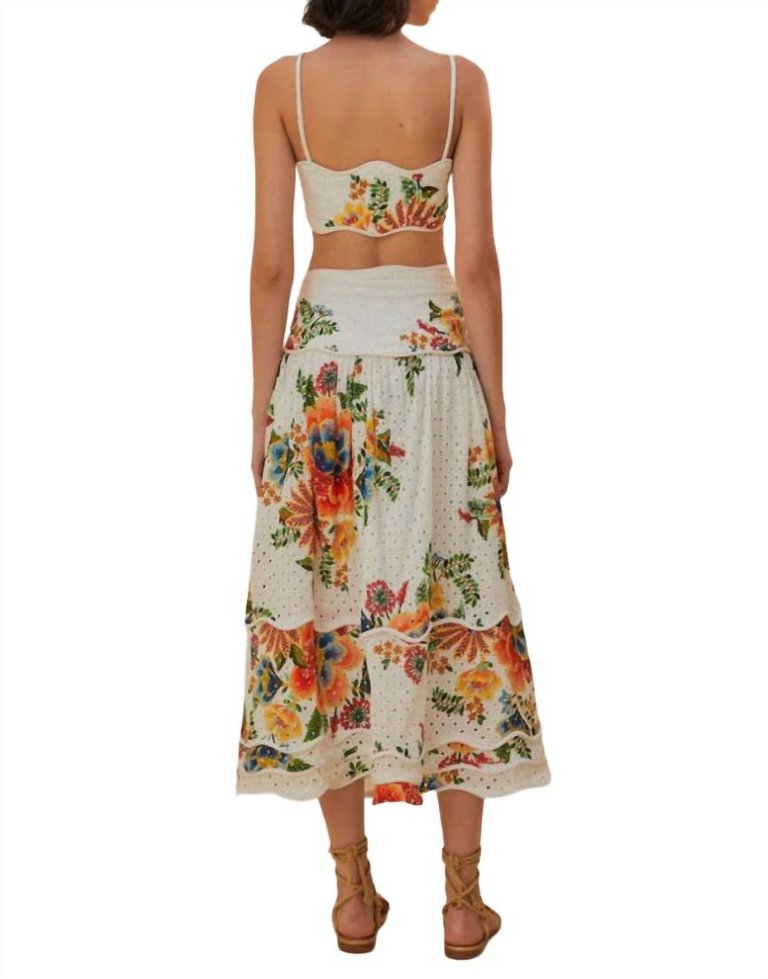 Delicate Garden Midi Skirt In Off White