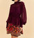 Ruffle High Neck Blouse In Burgundy - Burgundy