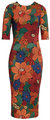 Stitched Flowers Black Short Sleeve Midi Dress Stitched Flowers Black - Multicolor