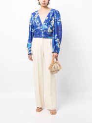Tropical Groove Long Sleeves Blouse - Blue