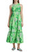 Women Dewdrop Floral Green Sleeveless Cotton Midi Dress - Green