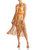 Women Leopard Forest Sand Halter Neck Fringe Mini Dress Orange Print - Multicolor