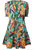 Women Short Sleeve Polyester Mini Dress Banana Foliage Multicolor - Multicolor