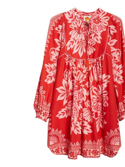 FARM RIO Women's Flora Tapestry Red Long Sleeve Mini Dress product
