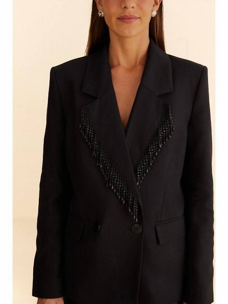 Women's Fringe Blazer In Black