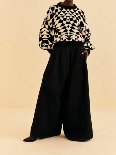 FARM RIO Women's Knit Sweater In Heart Deco Black product
