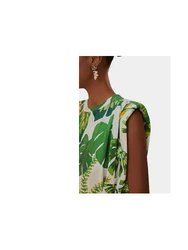 Women's Tropical Forest Off-White T-Shirt Dress