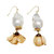 Baroque Pearl With Beige Dried Flower Hook Earrings Ge029 - White