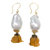 Baroque Pearl With Dried Flower Hook Earrings GE006 - White