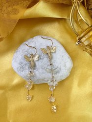 Citrine With Butterfly Charm Elongated Earrings GE010