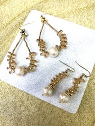 Crystals & Freshwater Pearl Hook Earrings