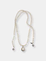 Freshwater Pearls With Tourmaline Rhinestones Open Ended Multi-way Necklace - Multi