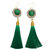 Green Cat's Eye Tassel Hook Earrings GE012 - Green