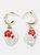 Hand Painted Floral Baroque Pearl Hook Earrings - Multi