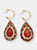 Jasper With Rhinestones Bordered Agate Hook Earrings