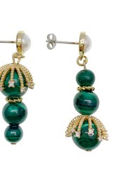 Malachite Asymmetric Earrings GE014 - Green