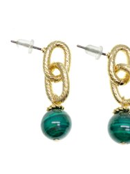 Malachite Chain Earrings GE013 - Green