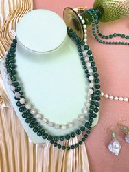 Malachite With Moon Stone Triple Strands Necklace