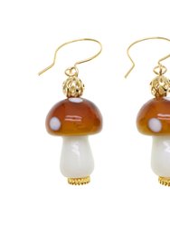 Mushroom Glass Earrings GE005 - Brown