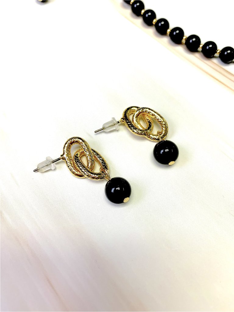Obsidian Chain Earrings