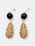 Obsidian With Rhinestones Bordered Pearls Dangle Earrings - Multi