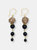 Obsidian With Rhinestones Bordered Pearls Elongated Earrings - Multi