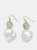 Prehnite with Baroque Pearl Hook Earrings - White