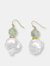 Prehnite with Baroque Pearl Hook Earrings - White