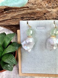 Prehnite with Baroque Pearl Hook Earrings